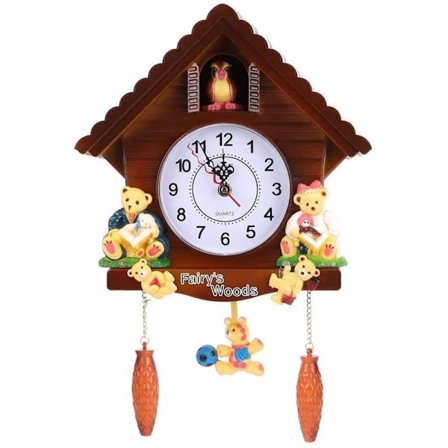Schwarzwald Gjøkur i ekte tre med batteridrevet kvartsverk med gjøkekall og musikkspill