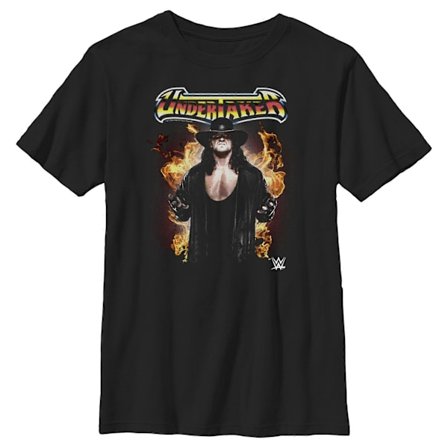 Ny WWE Undertaker Flames Grafik T-shirt til drenge, Sort, Small{REN}