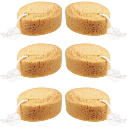 6 vaskesvamper av naturlig kroppsdusjskum for voksne og barn - effektiv og komfortabel rengjøring av kroppen (14,511,55,5cm)