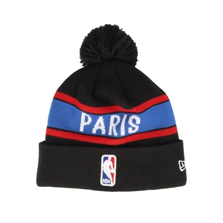 New Era - NBA Paris Game Logo Beanie Black Pom Pom Black Beanie - NBA @ Hatstore