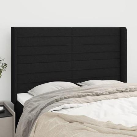 Vidaxl Huvudgavel Med Kanter Svart 147x16x118/128 Cm Tyg Svart