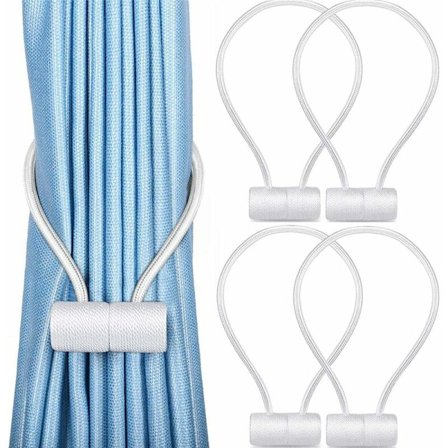 4 stk 16 tommers gardinklips tau hald gardinhaldar spenner for heimen kontor dekorasjon, kvit