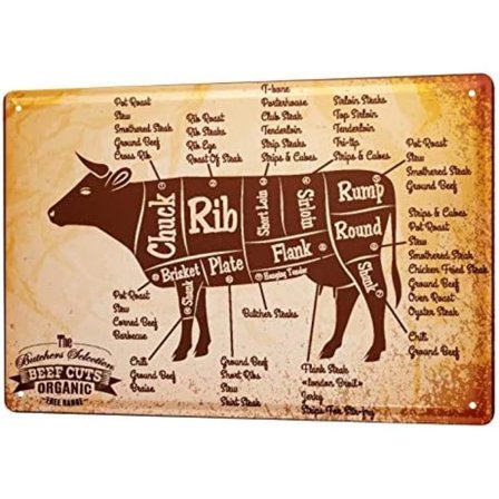 SIDEN 2004 tin skilt vintage retro metal skilt vægskilt tin plakat nostalgi sjovt oksekød kød
