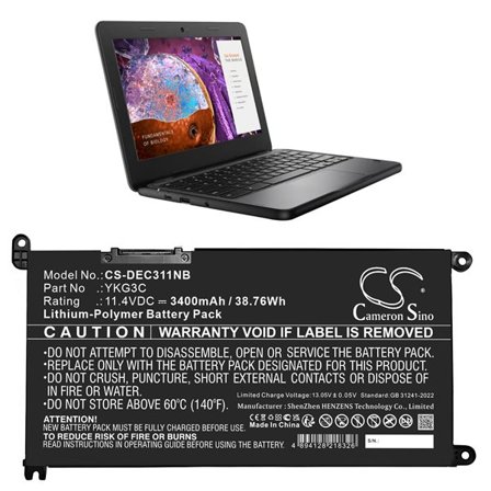 Akku Kannettava tietokone, Kannettava tietokone DELL Chromebook 3110:lle, Kannettava tietokone DELL Chromebook 3110:lle