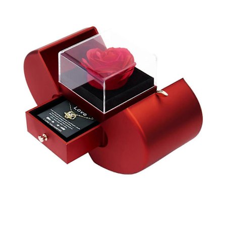 Fruktform Konserverad Röd Äkta Rosbox Presenter Med Halsband Och Kort Till Honom, Mamma, Kvinnor, Flickvän, Fru, Presentidéer Till Födelsedag Alla 