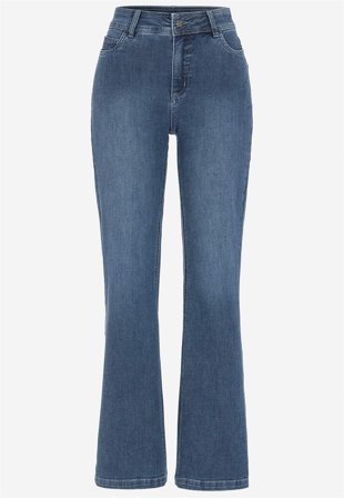 Cellbes of Sweden - Bootcut jeans med superstræk Sara i mellemblå denim til damer i størrelse 34L