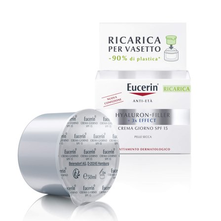 Eucerin Hyaluron-Filler Ricarica +3x Effect Crema Giorno SPF15 per Pelle Secca 50ml - Crema viso giorno antirughe