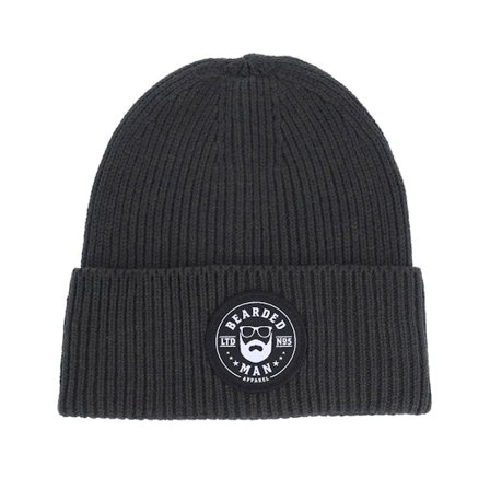 Bearded Man - Grau cuff Mütze - Beard Logo R Charcoal Oversized Cuff Beanie @ Hatstore