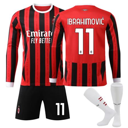AC Milan Barn Hjemmestøtte 2024-2025 Høst Og Vinter Nr 11 Sokker + Vakt L IBRAHIMOVIC No 9 socks XL