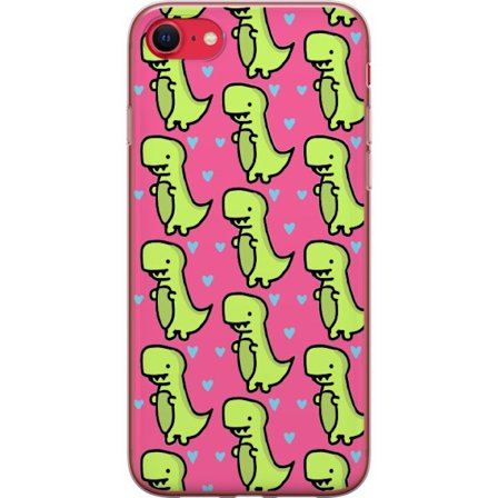 Kompatibel Mobilcover til Apple iPhone SE (2022) Dinosaur kærlighed i lyserødt mønster