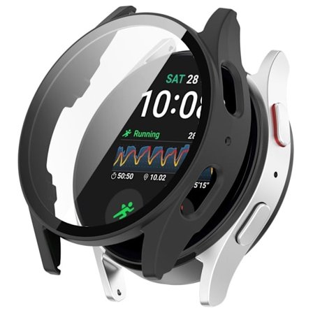 Samsung Galaxy Watch7 44mm Bump Resistant Watch Case Naarmuuntumaton suojus karkaistulla lasikalvolla - vaaleanpunainen - Musta