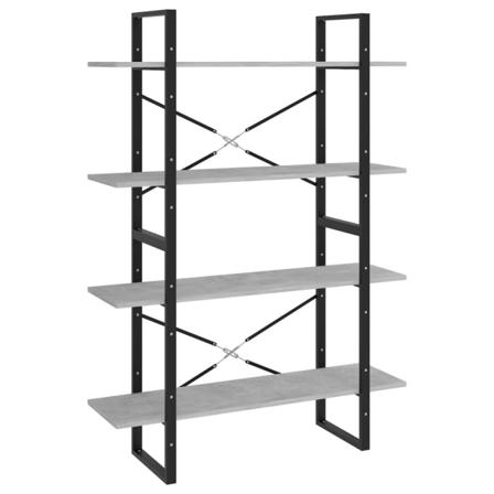 Vidaxl Bokhylla 4 Hyllplan Betonggrå 100x30x140 Cm Spånskiva Grå
