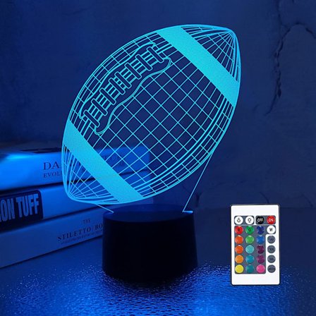 Barn 3D Amerikansk Fotball Nattlys Optisk Illusjon Rugby Lampe med 16 Farger Skiftende Fjernkontroll Bursdag Jul Valentinsdag Gave
