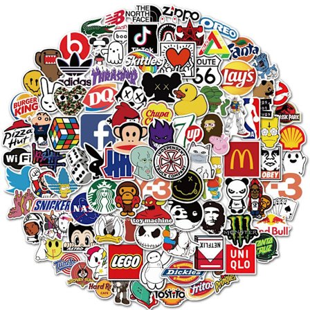 101 stk merke klistremerker, street fashion klistremerke, vanntett vinyl g