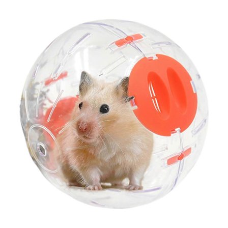Hamsterbold: Transparent interaktiv lille kæledyrsbold med ventilationshuller, 16 cm, pink til mus og marsvin (FMY)
