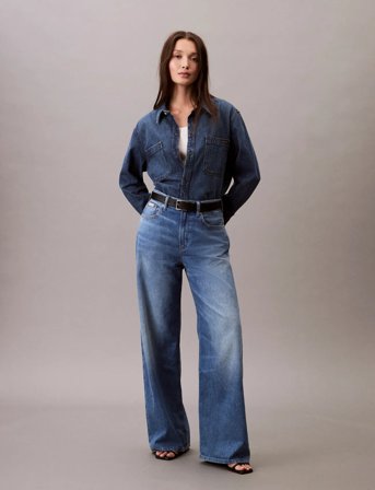 Calvin Klein Jeans The Wide Leg Linen Daytona - Blue - 26 x 32