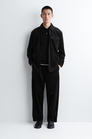 COS Men's Corduroy Tapered Trousers in Black