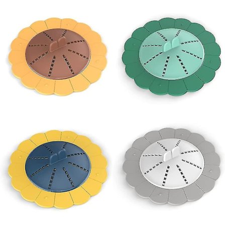 Solrosformad Rotationsbar Silikon Hårfångare med Sugkoppar och Handtag, Duschbrunn Hårfälla, Avloppssil, Avloppsfilter, För Handfat