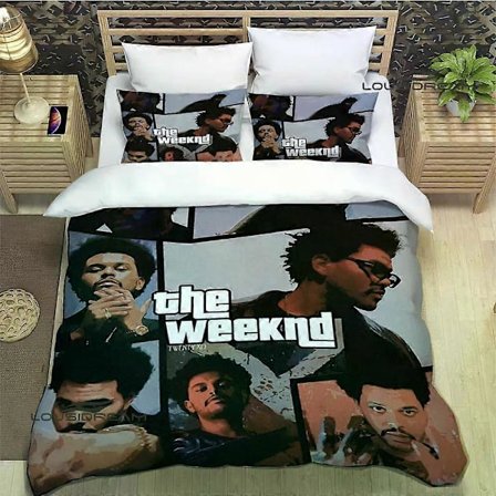 v2199 Sängkläder Singer The Weeknd tryckta Bäddset utsökta sängtillbehör set påslakan säng täcke set bäddset lyxig födelsedagspresent 3-Pi