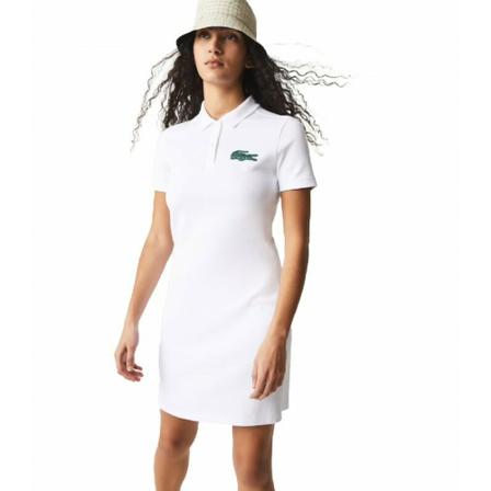 Lacoste, Cotton piqué dress Wit, Dames, Maat:S