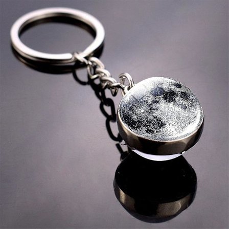 Nøglering Nøglering Måne Jord til Sol Kunst Billede Dobbelt Side Glas Kugle Bil til K {DB}