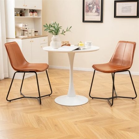 Keittiötuolit ruskealla keinonahalla ja mustilla teräsjaloilla 2-pack 2-pack