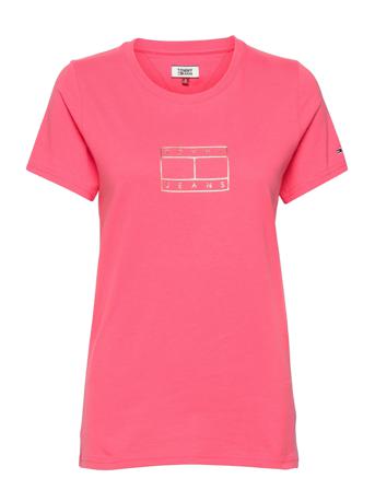 Tjw Metallic Outline Flag Tee Pink Tommy Jeans
