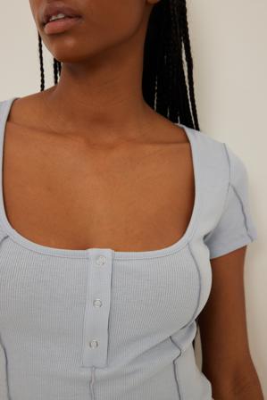 NA-KD Topp med sömdetalj - Crop Tops - Blå - Small