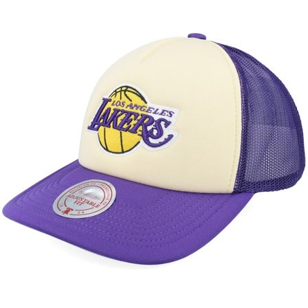 Mitchell & Ness - NBA Bianco trucker Cappellino - Los Angeles Lakers Vintage Block Cream/Purple Trucker @ Hatstore