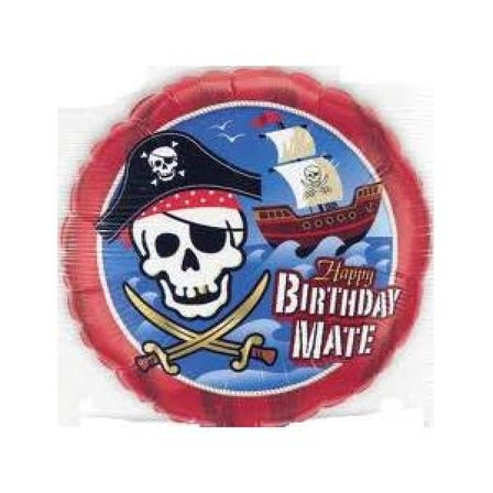 Heliumballong pirat rund Happy Birthday mate! - Piratkalas Dekoration - Kalaslagret.se