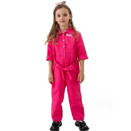 Flickans rosa Jumpsuit med fäst huvudstycke L