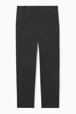 COS Femme Pantalon Orné De Strass Laine Mélangée in Noir