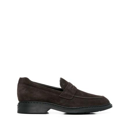 Hogan Logo-Embossed Instappers , Bruin , Heren , Maat: 44 EU Instappers & Slip ons
