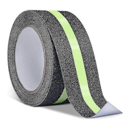 Sklisikker tape med selvlysende film, sikkerhetstape for trapper, stiger, glatte gulv innendørs og utendørs, 5m X 5cm