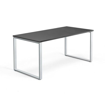 Schreibtisch QBUS, O-Gestell, 1600 x 800 mm, Silber/schwarz