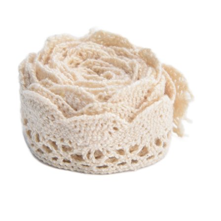 Blonderibbon DIY bomuldsnet 2 cm bredde 20 meter elegant stof blonder trim til gardiner tøj dug gavepakke beige