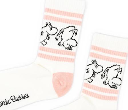 Mummi Sokker Mummitroll Retro Dame Hvit-Rosa_str.36-42