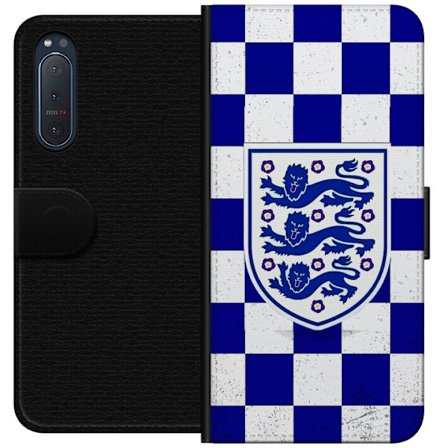 Yhteensopiva Lompakkokotelo Sony Sony Xperia 5 II Graafinen shakkiruudukkokuviointi sinisellä ja valkoisella, klassisella heraldisella vaakunalla, re