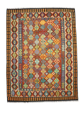 Handgewebt Kelim Afghan Old Stil 302X396 Wollteppich Braun/Orange Groß