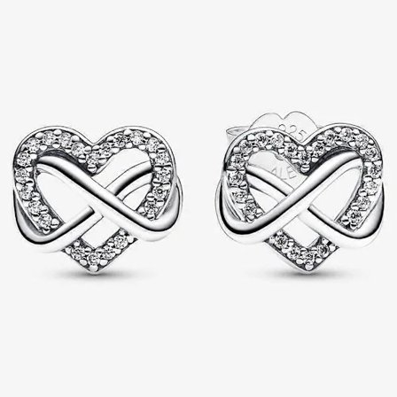 Sparkling Infinity Heart Earrings in Sterling Silver