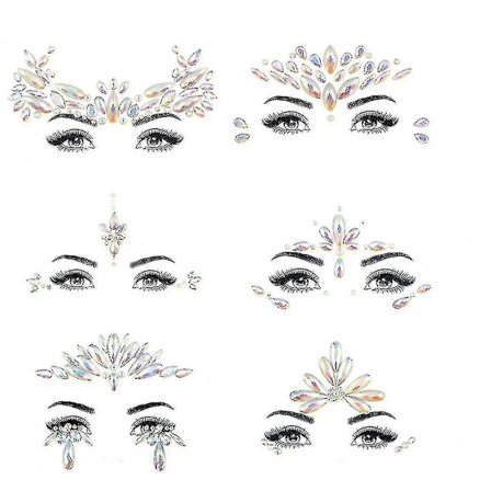 6 stk. Halloween Selvlysende Ansigtssten Tattoo Sticker, cosplay