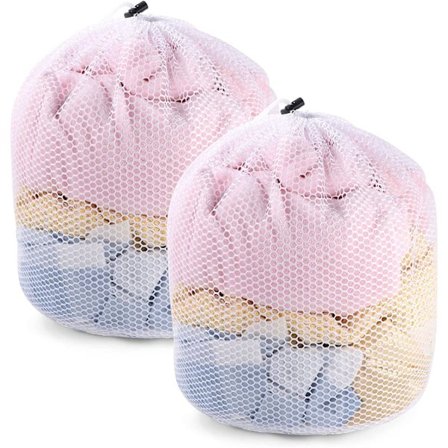 2 stk. Vasketøjsnet, 40x50cm Vasketasker med snøre Genanvendeligt Mesh Vasketøj til Vaskemaskine Bluse, Undertøj