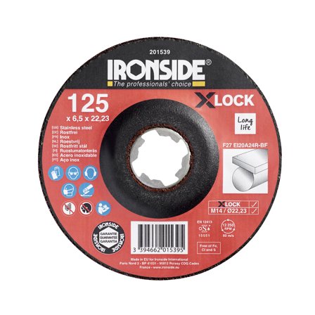 Ironside 201539 Napalaikka X-LOCK, 125x6,5x22,23 mm, ruostumatonta terästä, Koneiden tarvikkeet & käyttöosat