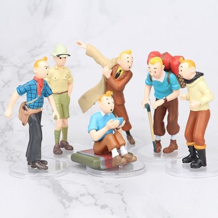 6-delt sett med Tintin Adventures dukker, Tintin tegneseriefigur