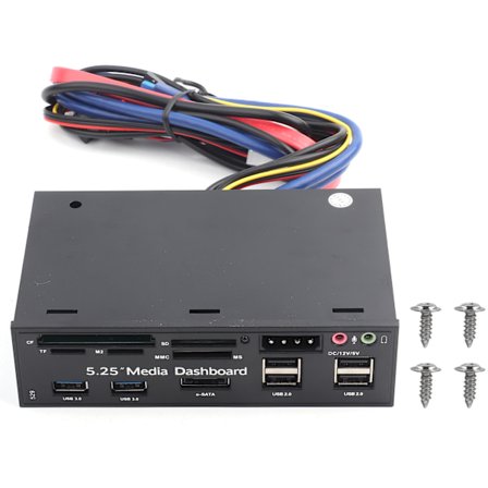 5,25" Front Multifunksjonspanel USB3.0 Hub Media Dashboard PC Intern Kortleser
