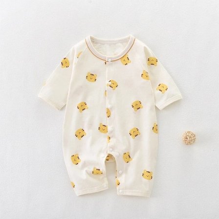 Baby sommar jumpsuit tecknad bomull kortärmad jumpsuit