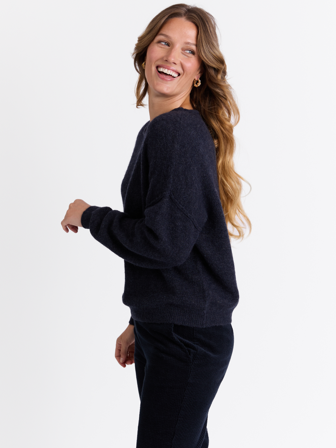 MATCH - Marcella genser - Marie Philippe - Str. L - Dame - Gensere & Cardigans - Blå - 37% polyamid, 36% ull, 25% akryl, 2% elastan