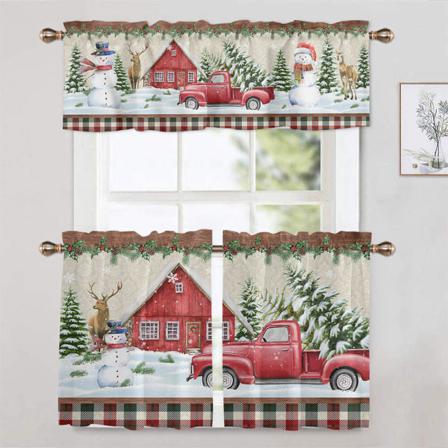 1/2 St Printed Rod Pocket Blackout Xmas Halv Gardin