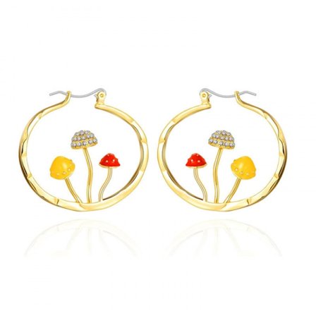 Guld Svampe Øreringe til Kvinder, Svampe Hoop Dangle Øreringe,