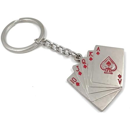 1 kpl Korttisetti Pokeri Avaimenperät Hopea Metalli Avaimenperät